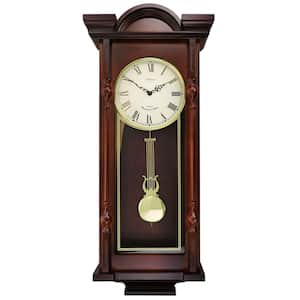 Grand 31 in. Antique Mahogany Cherry Chiming Pendulum Wall Clock