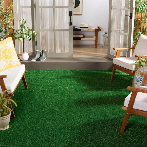 Turf 8 ft. x 10 ft. Green/Light Green Solid Color Indoor/Outdoor Area Rug