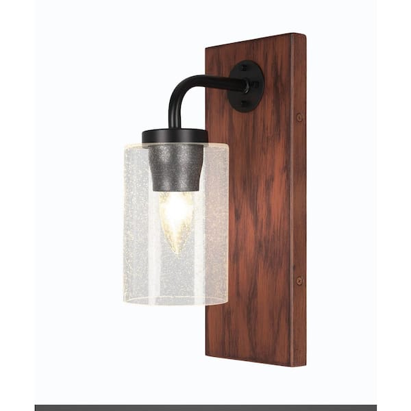 Unbranded Kirby 1-Light Matte Black and Painted Wood-look Metal Wall Sconce