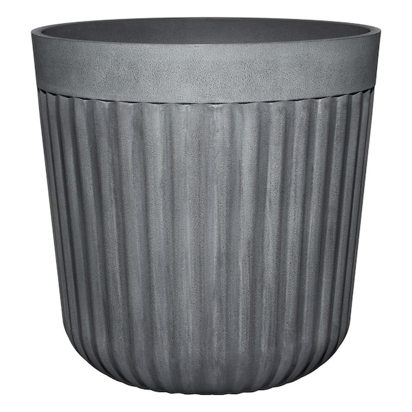 Classic Home & Garden Arlington Fluted 15 in. x 15 in. Shadow Slate Resin Self-Watering Planter