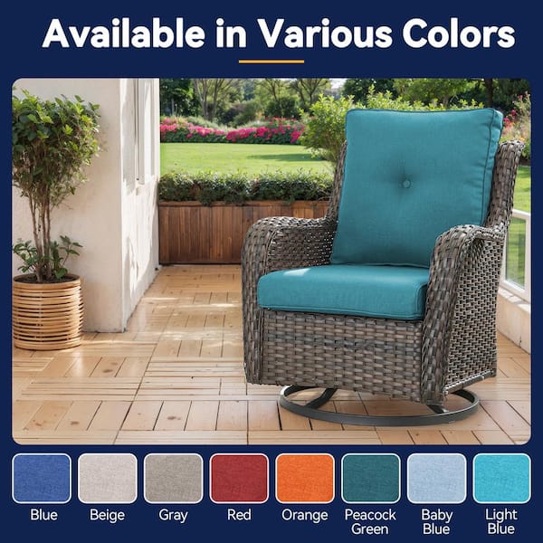 Modern 22 in. x 25 in. 2-Piece Deep Seating Outdoor Lounge Chair Cushion Set in Peacock Green with Center Button