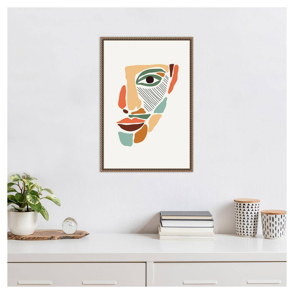 Colorful Abstract Faces Beaded Framed Canvas Wall Art 16 x 23-in