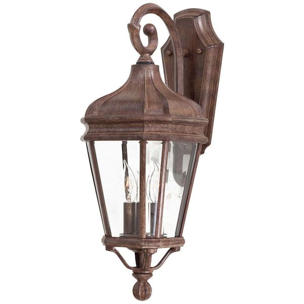 the great outdoors by Minka Lavery Harrison 2-Light Vintage Rust Outdoor Wall Lantern Sconce