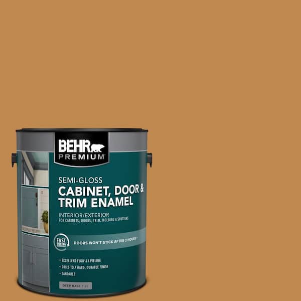 BEHR PREMIUM 1 gal. #M250-6 Toffee Tart Semi-Gloss Enamel Interior/Exterior Cabinet, Door & Trim Paint