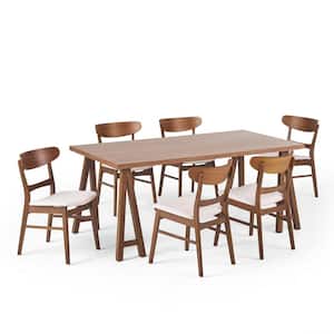 Idalia 7-Piece Rectangle Wood Top Dark Grey and Walnut Standard Height Table Set