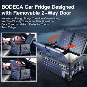 3.2 cu. ft. 82 Qt. Frost Free Car Refrigerator Portable 12/24-Volt DC and 110-240-Volt AC Dual Zone Car Freezer in Blue