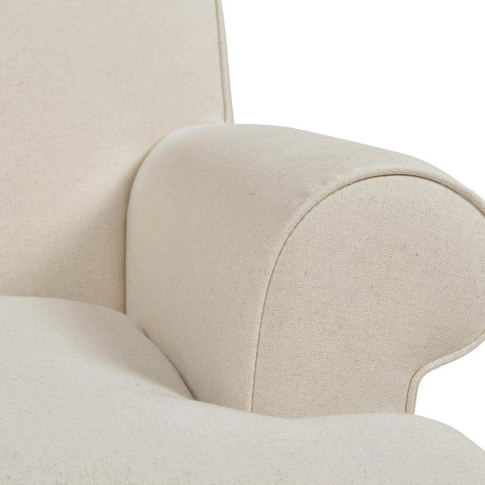 Light Beige Velvet Lawson Accent Chair with Wood Legs