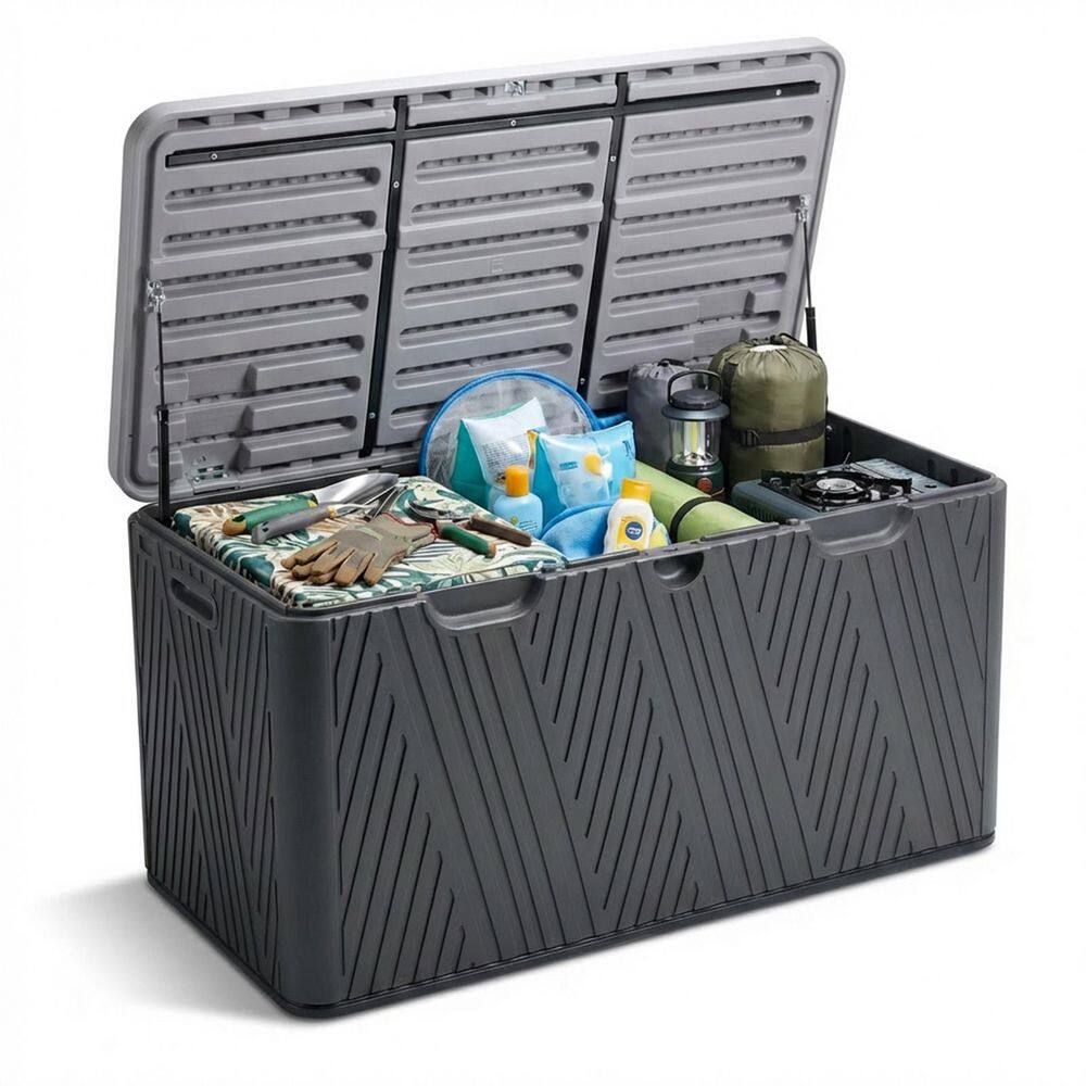 Aoodor 85 Gal. Medium Dark Gray Plastic Resin Outdoor Storage Deck
