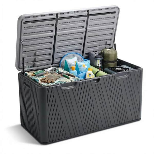 85 Gal. Medium Dark Gray Plastic Resin Outdoor Storage Deck Box