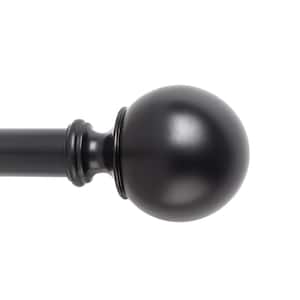 Ethan 36 in. x 72 in. Easy-Install Optional No Tools Adjustable 1 in. Single Rod Kit in Black with Ball Finials
