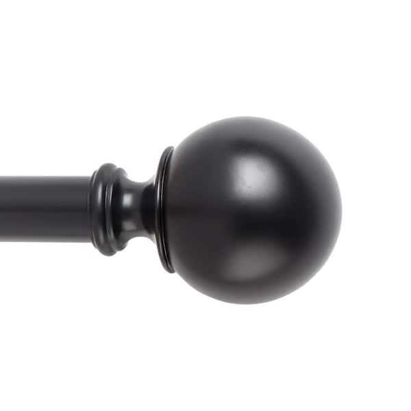 Snugset Ethan 72 in. x 144 in. Easy-Install Optional No Tools Adjustable 1 in. Single Rod Kit in Black with Ball Finials