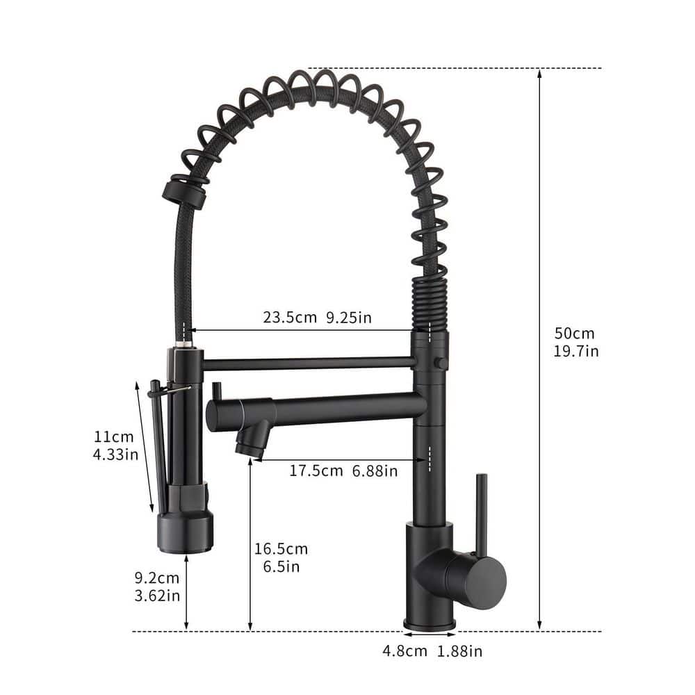 Matte Black Brass Pull Down Kitchen Faucet with LED Light