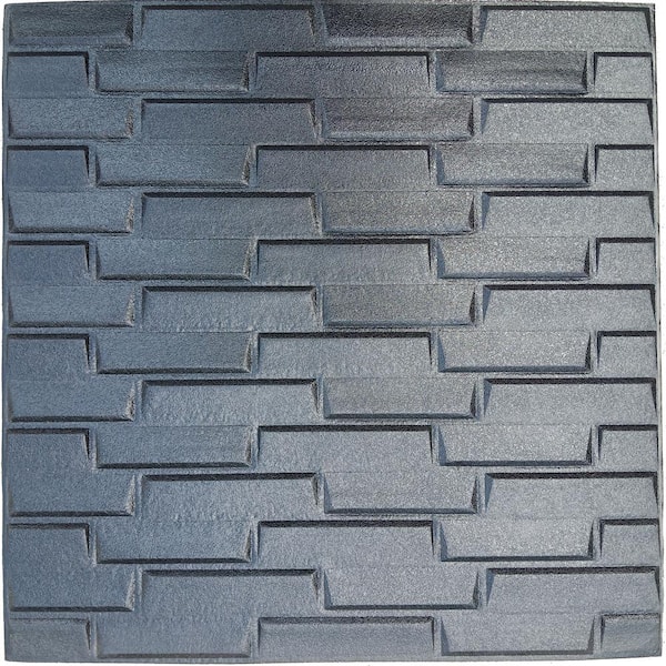 Dundee Deco Falkirk Jura III 1/4 in. x 28 in. x 28 in. Peel & Stick Black Faux Brick PE Foam Decorative Wall Paneling (5-Pack)