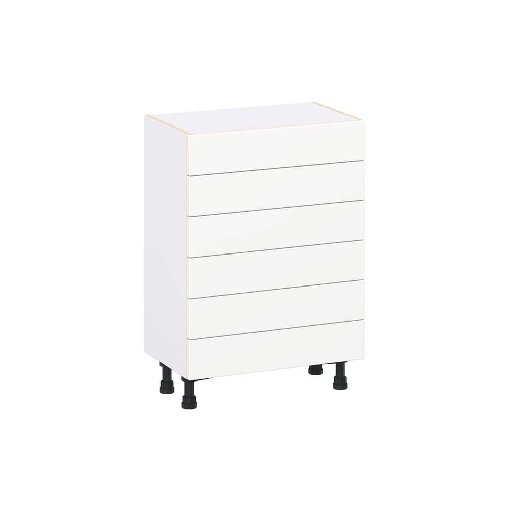 Milton 24 in. W x 14 in. D x 34.5 in. H Assembled Shaker Drawer Base Kitchen Cabinet in Bright White with 6 Drawers price history on PriceWatchPro