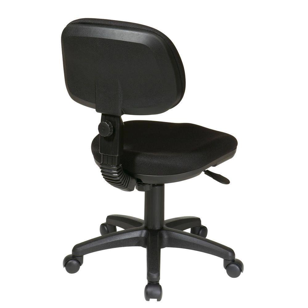 Swivel Armless Black Fabric Task Chair with Metal Frame