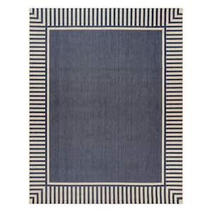 Paseo Kiano Navy/Sand 6 ft. x 9 ft. Striped Border Indoor/Outdoor Area Rug