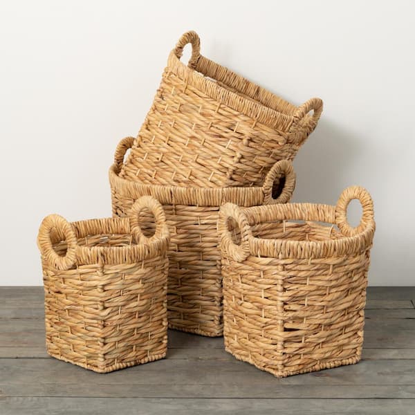 SULLIVANS 13.75 in., 15.25 in., 15.75 in. and 16.25 in. Seagrass Handled Basket - Set of 4; Brown