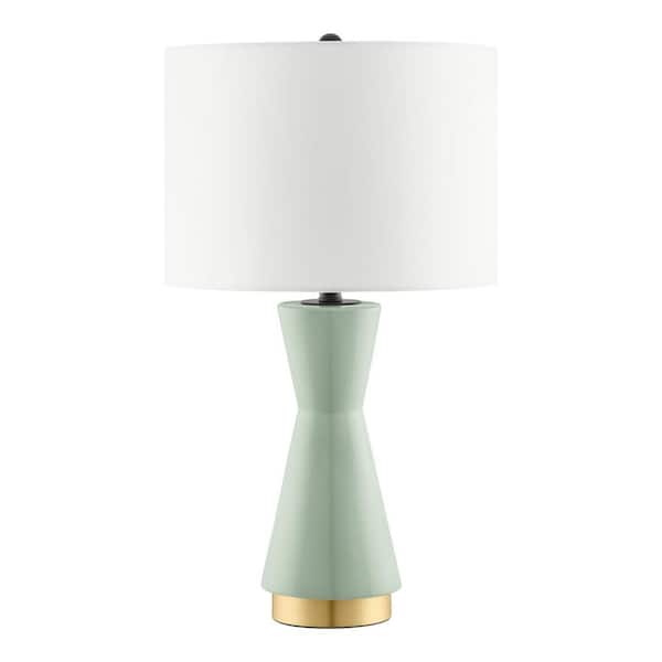 Melbourne 24 in. Sage with Gold Accents Ceramic Table Lamp