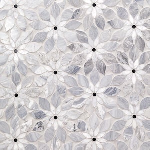 Thistle Blue 12.4 in. x 14.13 in. Polished Marble Mosaic Tile (1.21 sq. ft./Sheet)