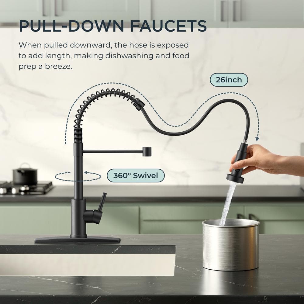 Chrome Single Handle Pull Down Sprayer Kitchen Faucet