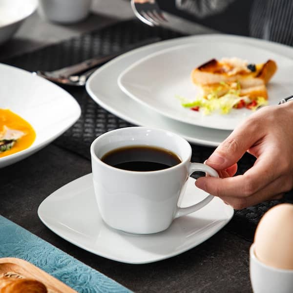 vancasso 50-Piece Neutral White Porcelain Dinnerware Set ELISA-50