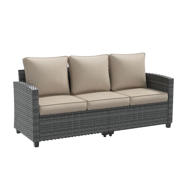 Poteban 3-Person Gray Wicker Outdoor ...