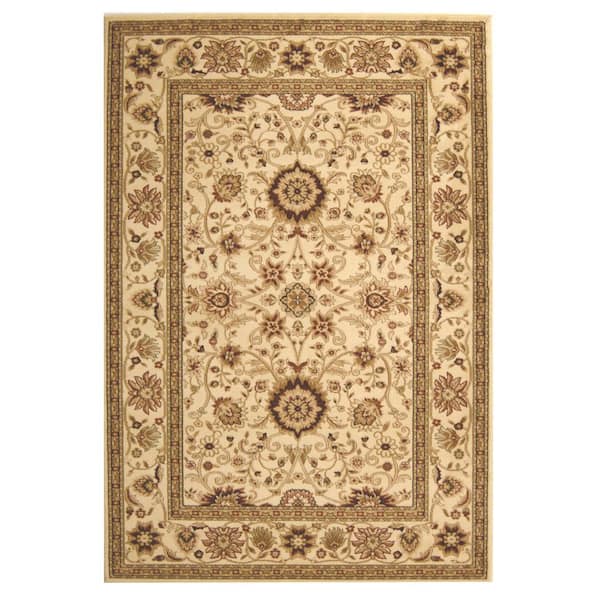 Lyndhurst Ivory 8 ft. x 11 ft. Border Floral Antique Area Rug