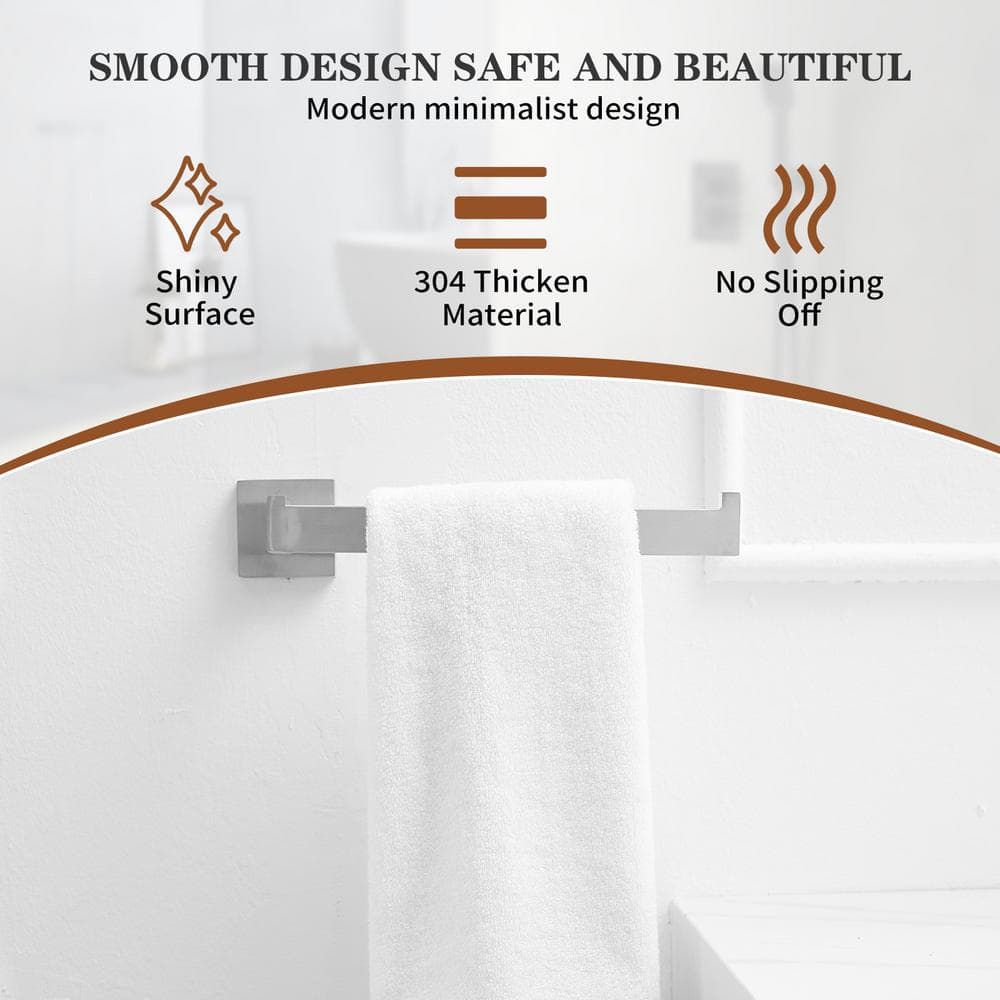 Brushed Nickel 24-Inch Adjustable Metal 4-Piece Bath Hardware Set