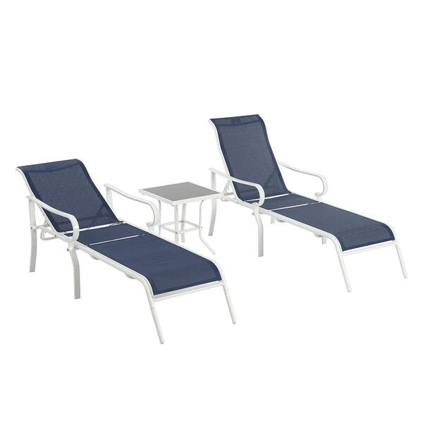 BTMWAY 3-Piece Classic Metal Outdoor Chaise Lounge Set with Table