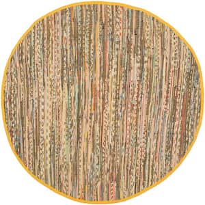 Rag Rug Yellow/Multi 6 ft. x 6 ft. Round Striped Gradient Area Rug