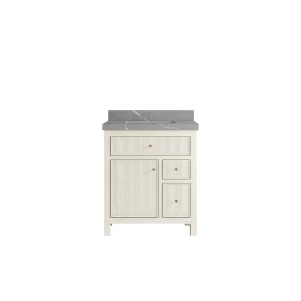 Willow Collections Sonoma 30 in. Single Sink Freestanding Alabaster Bath Vanity with Piatra Gray Quartz Top Unassembled