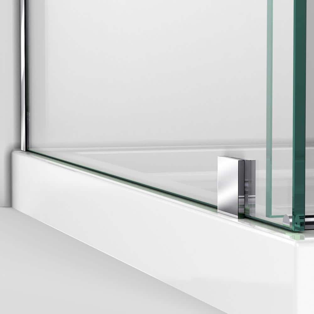Enigma Air 60" Frameless Sliding Shower Enclosure in Polished Stainless Steel
