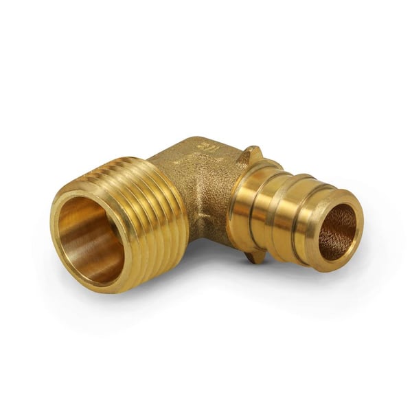 PLUMBFLEX 1/2 in. x 1/2 in. PEX A x MIP Expansion Pex Elbow, Lead Free Brass 90° for Use in Pex A-Tubing