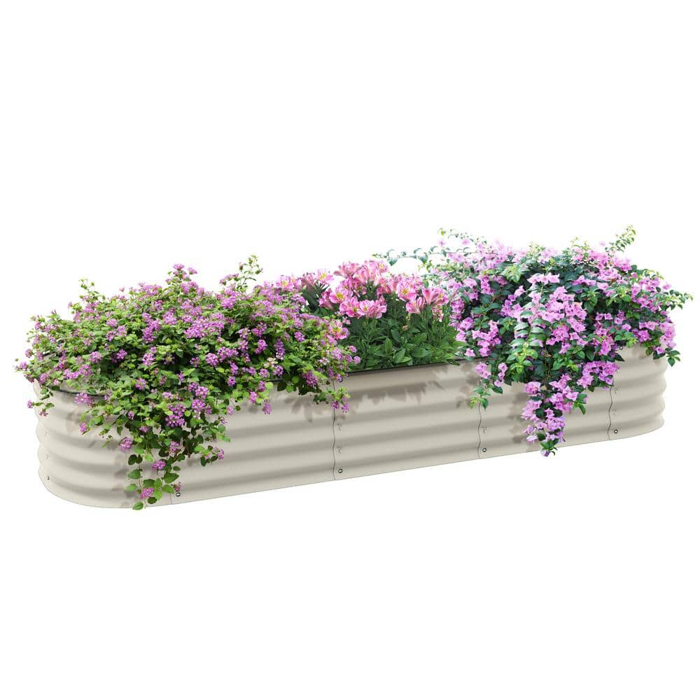 Outsunny Galvanized Raised Garden Bed Kit, Metal Planter Box with ...