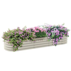 Galvanized Raised Garden Bed Kit, Metal Planter Box with Safety Edging, 76.75 in. x 24.5 in. x 11.75 in., Cream