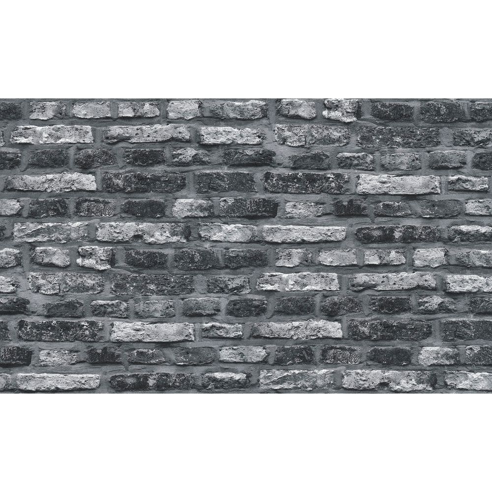Bricks and More Collection Black Realistic Brick Matte Finish Vinyl on Non-