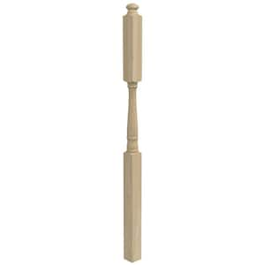 Stair Parts 4046 60 in. x 3 in. Unfinished Poplar Mushroom Top Landing Newel Post for Stair Remodel