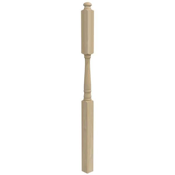 EVERMARK Stair Parts 4046 60 in. x 3 in. Unfinished Poplar Mushroom Top Landing Newel Post for Stair Remodel