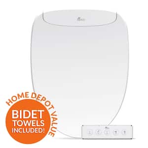 Discovery DLS Electric Bidet Seat for Elongated Toilets in White with Auto Open and Drylette Towels