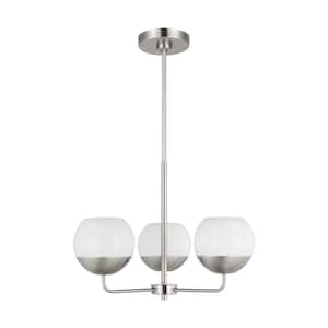 Alvin 3-Light Brushed Nickel Chandelier with Milk Glass Shades