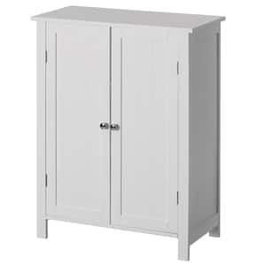 White Wooden Bathroom Cabinet with 2-Doors and Adjustable Shelves Modern Vanity Storage 23.75 in. x 11.5 in. x 31.5 in.