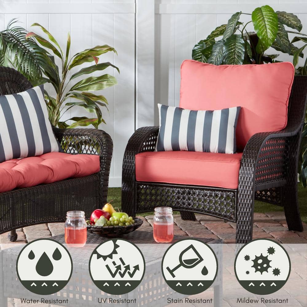 Coral Polyester Outdoor Deep Seat Cushion Set