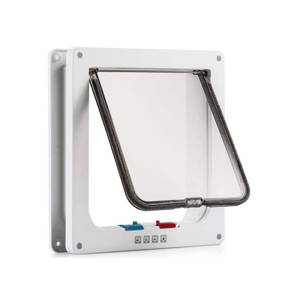 Large 4-Way Locking Cat Flap Door for Interior and Exterior Use, Weatherpro