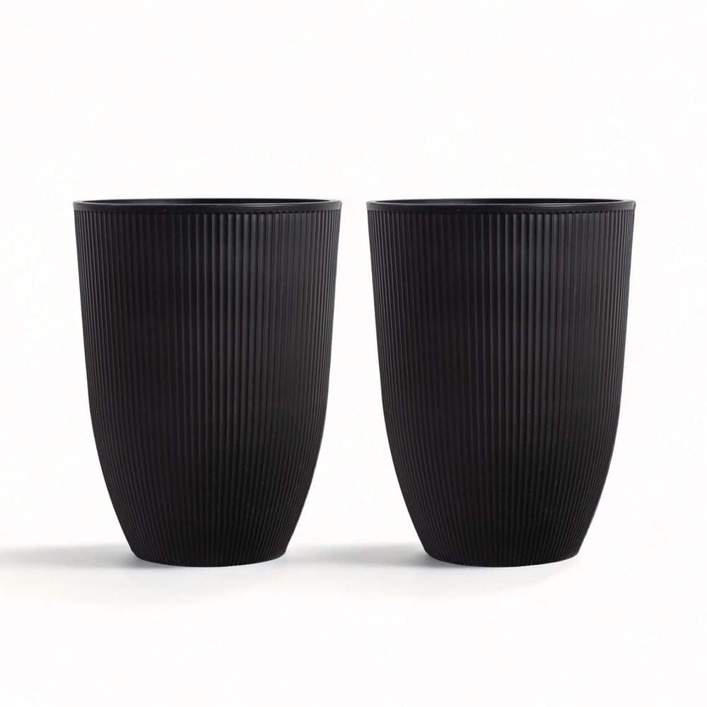 16.93 in. Top Dia x 22.64 in. H Black Polyethylene Cone Outdoor Planter with Drainage Holes (2-Pack) price history on PriceWatchPro
