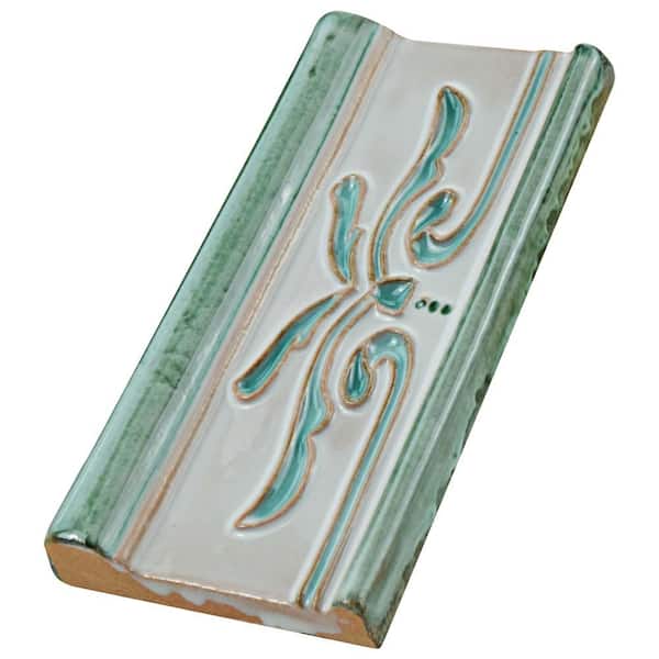 Novecento Cenefa Evoli Aguamarina 2-5/8 in. x 5-1/8 in. Glossy Ceramic Wall Tile Trim