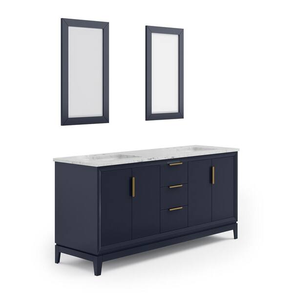 Elizabeth 72 in. Monarch Blue With Carrara White Marble Vanity Top With Ceramics White Basins Elizabeth 72 in. Monarch Blue With Carrara White Marble Vanity Top With Ceramics White Basins