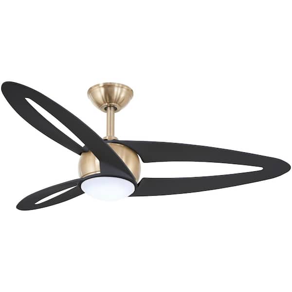 Torte 46 in. Brass Finish Black Blades Downrod Mount Standard Ceiling Fan with CCT LED Module and Remote Control