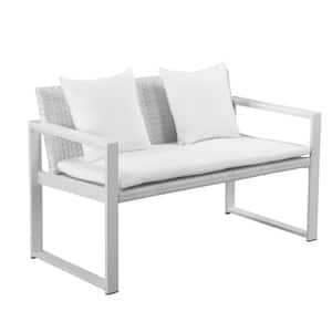 White Aluminum Frame Fade Resistant Cushions Outdoor Sectional Sofa with White Cushions
