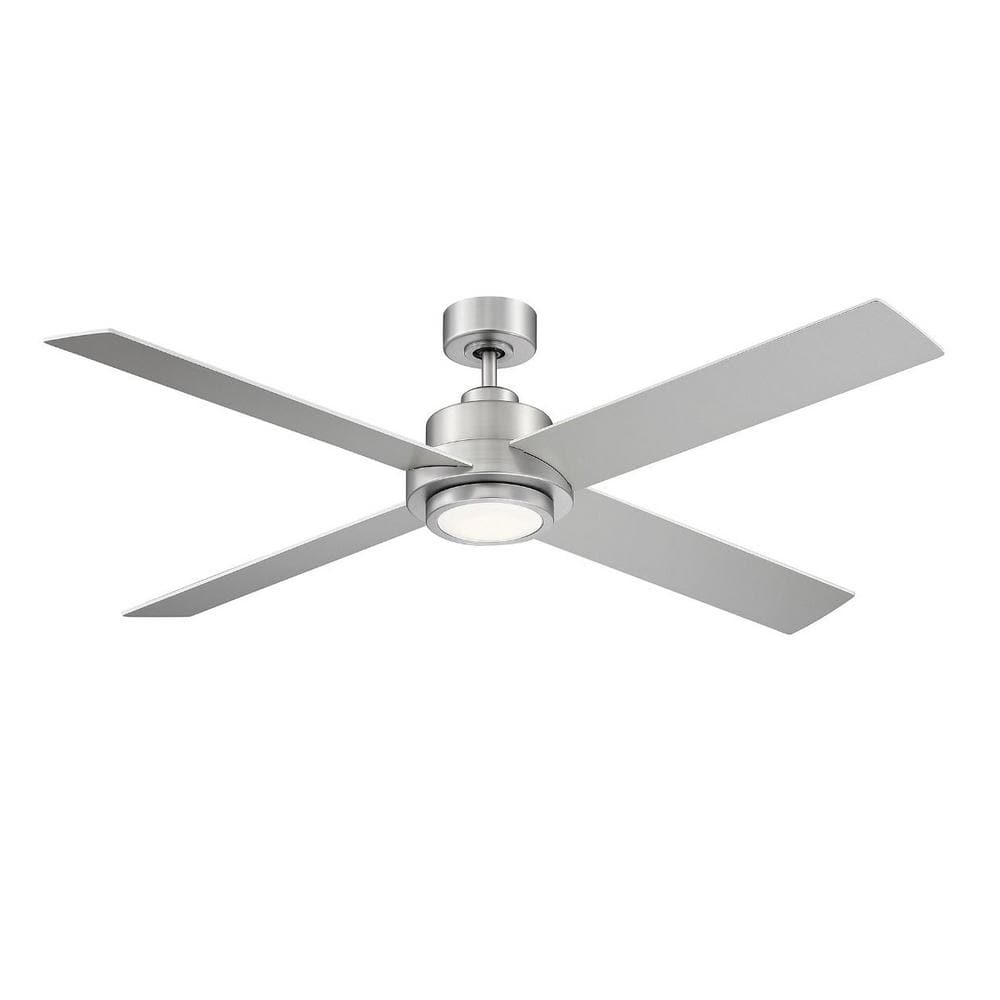 56 in. Integrated LED Indoor Brushed Nickel Ceiling Fan with Remote Control price history on PriceWatchPro