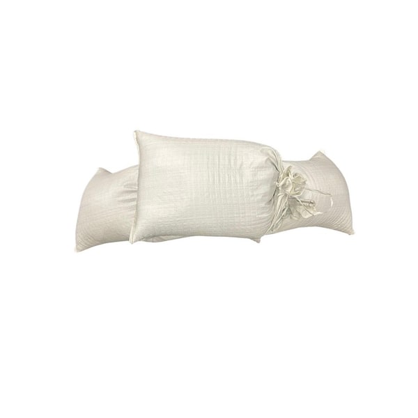 20-Pack White Polypropylene Sandbags - 14x26 Inches, 50lb Capacity - Flood & Hurricane Prep